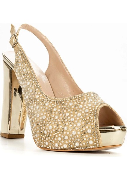 Kadın Moda Şık Gold Ayna Full Inci Taş Düğün Nişan Gece Abiye Ayakkabısı fiyatları