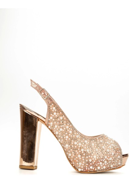 Kadın Moda Şık Gold Ayna Full Inci Taş Düğün Nişan Gece Abiye Ayakkabısı fırsatları