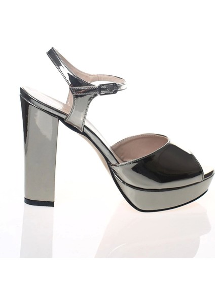 Kadın Moda Şık Platin Topuklu Zarif Tasarım Yüksek Topuk Düğün Nişan Gece Abiye Ayakkabısı fırsatları