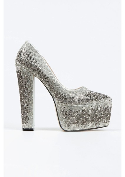 Gümüş Sultan Çift Renktaşlı Klasik Sivri Kalın Topuklu Sivri Kadın Abiye Ayakkabı Kadın Topuklu Şık modelleri