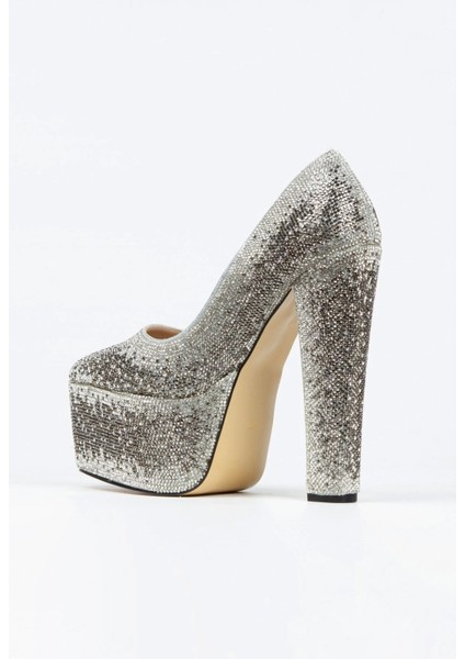 Gümüş Sultan Çift Renktaşlı Klasik Sivri Kalın Topuklu Sivri Kadın Abiye Ayakkabı Kadın Topuklu Şık fırsatları