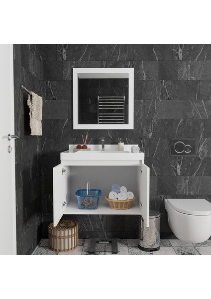 Lyra 70 cm Lavabolu Banyo Dolabı (Alt Dolap + Ayna) fırsatları