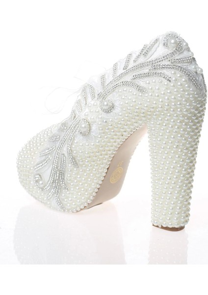 Kadın Beyaz Sedef İnci Taş İşlemeli Gelin Ayakkabı Kadın Topuklu Abiye Ayakkabı Şık Gece Ayakkabısı fırsatları