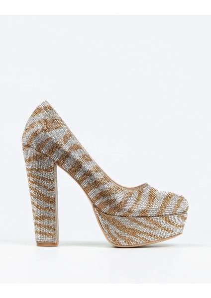Sedef Sultan Çift Renk Taşlı Klasik Topuklu Platformlu Kadın Abiye Ayakkabı Kadın Topuklu Şık modelleri