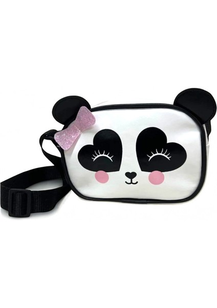Beyaz Kız Çocuk Çanta Panda Desenli Omuz Çantası