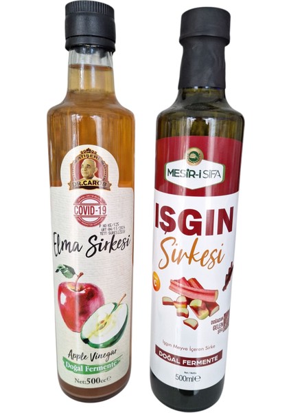 Elma Sirkesi 500 ml & Isgın Sirkesi 500 ml Sirke Seti (Şeker)