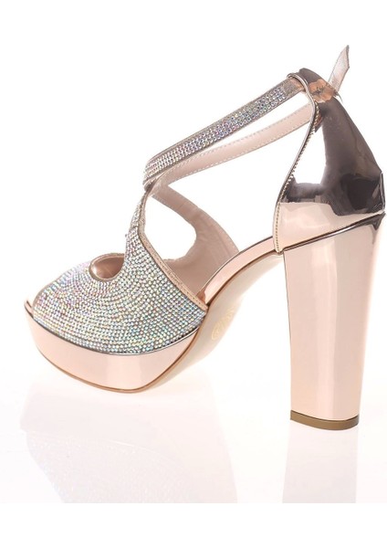 Kadın Moda Şık Gümüş Ayna Yüz Taş Topuklu Zarif Tasarım Düğün Nişan Gece Abiye Ayakkabısı modelleri