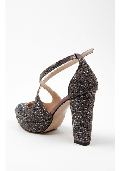 Kadın Moda Şık Gold Full Inci Taş Yüksek Topuk Düğün Nişan Gece Abiye Ayakkabısı modelleri