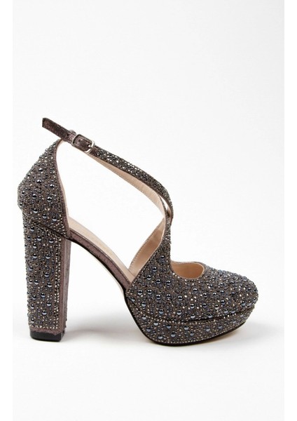 Kadın Moda Şık Gold Full Inci Taş Yüksek Topuk Düğün Nişan Gece Abiye Ayakkabısı fırsatları