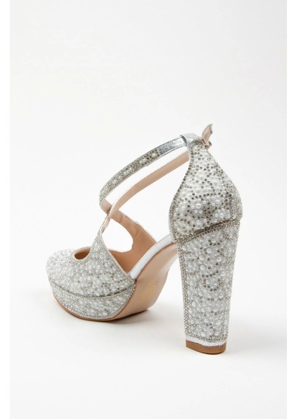 Kadın Moda Şık Gold Full Inci Taş Yüksek Topuk Düğün Nişan Gece Abiye Ayakkabısı modelleri