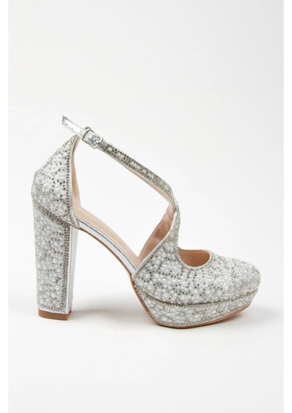 Kadın Moda Şık Gold Full Inci Taş Yüksek Topuk Düğün Nişan Gece Abiye Ayakkabısı fırsatları