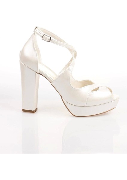 Kadın Moda Şık Beyaz Topuklu Zarif Tasarım Yüksek Topuk Düğün Nişan Gece Abiye Ayakkabısı fırsatları