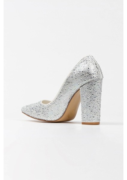 Kadın Moda Şık Gold Sultan Taşlı Klasik Sivri Kalın Düğün Nişan Gece Abiye Ayakkabısı modelleri