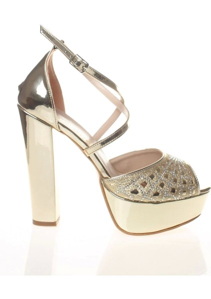 Kadın Gold Ayna Yüz Lazer Kadın Abiye Ayakkabı Kadın Topuklu Şık Gece Ayakkabısı Zarif Tasarım modelleri