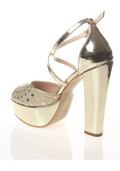Kadın Gold Ayna Yüz Lazer Kadın Abiye Ayakkabı Kadın Topuklu Şık Gece Ayakkabısı Zarif Tasarım fırsatları