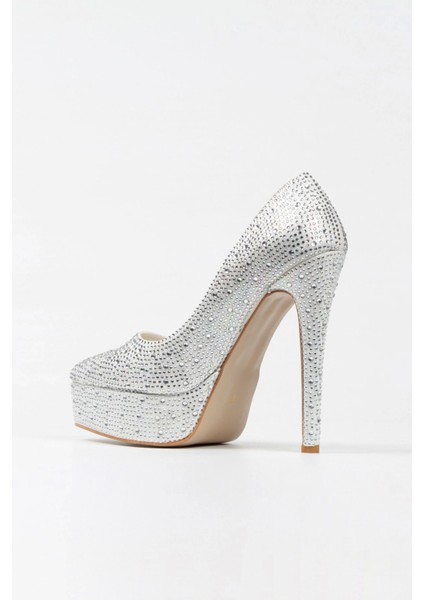 Kadın Moda Gold Sultan Taşlı Klasik Sivri Ince Topuklu Platformlu Düğün Nişan Gece Abiye Ayakkabısı modelleri