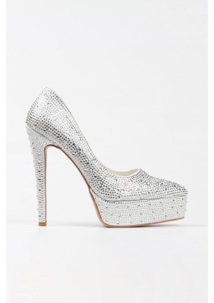 Kadın Moda Gold Sultan Taşlı Klasik Sivri Ince Topuklu Platformlu Düğün Nişan Gece Abiye Ayakkabısı fırsatları