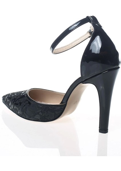 Kadın Moda Ayna Desenli Lazer Kesim Stiletto Klasik Ayakkabı Topuklu Nişan Gece Abiye Ayakkabısı