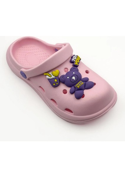 Çocuk Cross Terlik Bahçe Terliği Plaj Sahil Banyo Terliği 30-31-32-33-34-35 Numara Pudra Renk