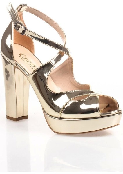 Kadın Moda Şık Gold Ayna Topuklu Zarif Tasarım Yüksek Topuk Düğün Nişan Gece Abiye Ayakkabısı fiyatları