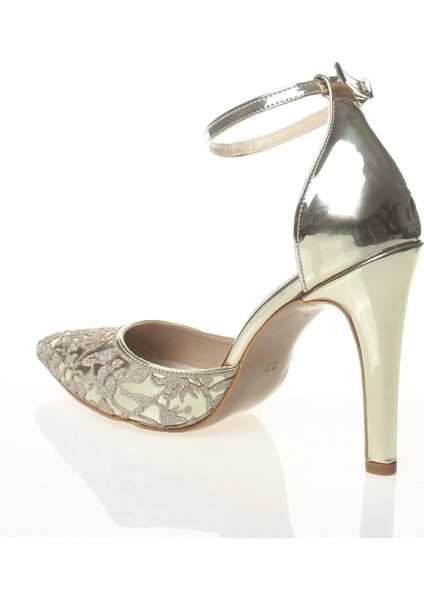 Kadın Moda Ayna Desenli Lazer Kesim Stiletto Klasik Ayakkabı Topuklu Nişan Gece Abiye Ayakkabısı