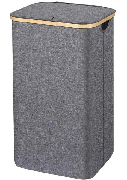 Kumaş Çamaşır Sepeti Katlanır 100 Litre Bambu Çerçeveli
