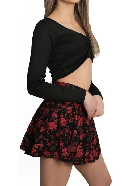 Halka Detaylı Uzun Kollu Hırka Crop Body