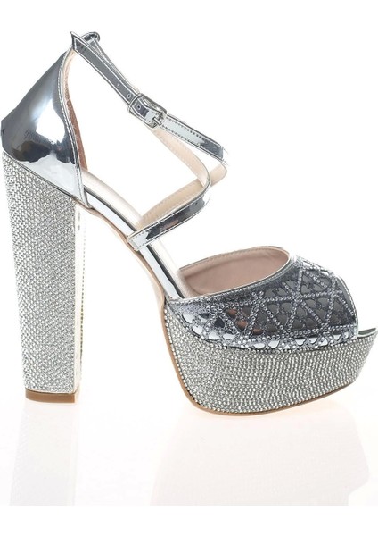 Kadın Gold Ayna Yüz Lazer Ökçe Poli Taş Abiye Ayakkabı Kadın Topuklu Şık Gece Ayakkabısı modelleri