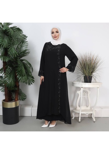 Bilgün Kadın Büyük Beden Şifon Astarlı Anne Abiye Elbise