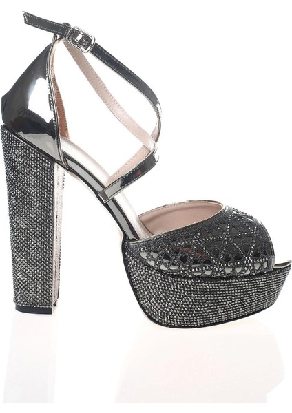 Kadın Gold Ayna Yüz Lazer Ökçe Poli Taş Abiye Ayakkabı Kadın Topuklu Şık Gece Ayakkabısı modelleri