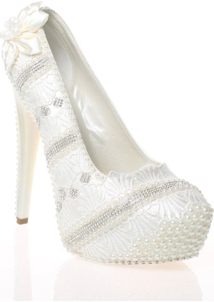 Kadın Moda Şık Sedef Inci Taş Işlemeli Gelin Ayakkabı Topuklu Düğün Nişan Gece Abiye Ayakkabısı fiyatları