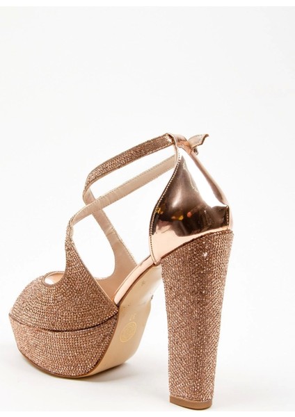 Gold Ayna Full Taş Topuklu Kadın Abiye Ayakkabı Kadın Topuklu Şık Gece Ayakkabısı Yüksek Topuk fırsatları