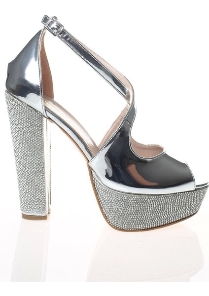 Kadın Gold Ayna Ökçe Poli Taş Abiye Ayakkabı Kadın Topuklu Şık Gece Ayakkabısı Zarif Tasarım modelleri