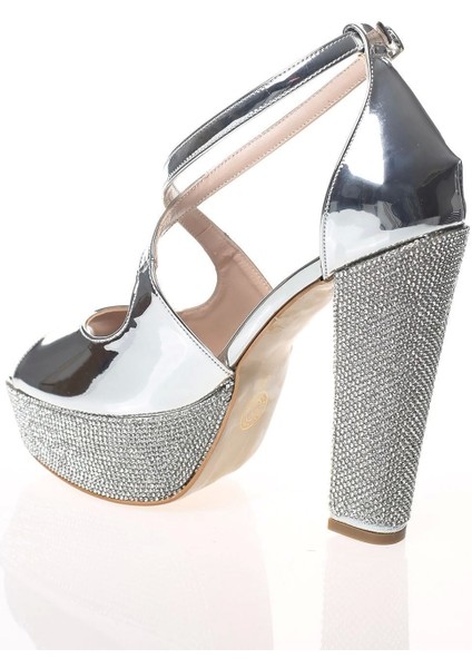 Kadın Gold Ayna Ökçe Poli Taş Abiye Ayakkabı Kadın Topuklu Şık Gece Ayakkabısı Zarif Tasarım fırsatları