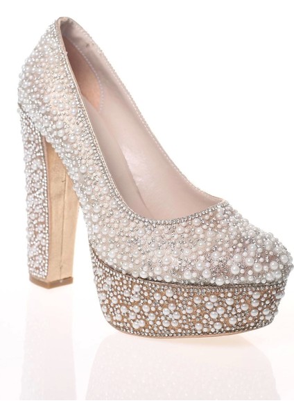 Kadın Moda Şık Gold Sultan Full Inci Taş Topuklu Zarif Tasarım Düğün Nişan Gece Abiye Ayakkabısı fiyatları