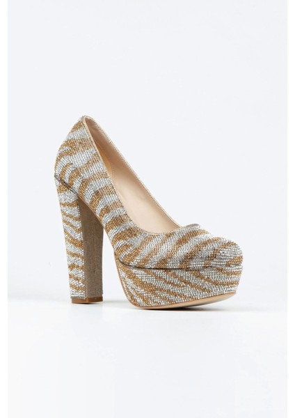 Kadın Moda Sultan Çift Renk Taşlı Klasik Topuklu Platformlu Düğün Nişan Gece Abiye Ayakkabısı fiyatları
