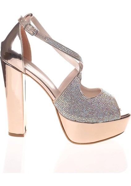 Kadın Gold Ayna Yüz Taş Abiye Ayakkabı Kadın Topuklu Şık Gece Ayakkabısı Zarif Tasarım modelleri