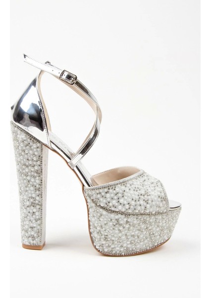 Gold Ayna Full İnci Topuklu Kadın Abiye Ayakkabı Kadın Topuklu Şık Gece Ayakkabısı modelleri