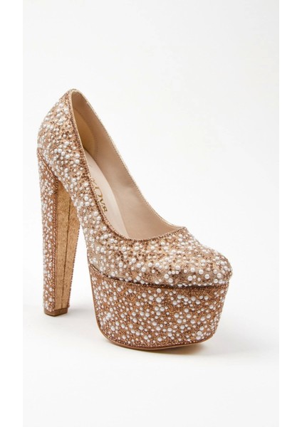 Gümüş Full İnci Topuklu Kadın Abiye Ayakkabı Kadın Topuklu Şık Gece Ayakkabısı Zarif Tasarım