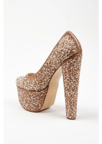 Gümüş Full İnci Topuklu Kadın Abiye Ayakkabı Kadın Topuklu Şık Gece Ayakkabısı Zarif Tasarım fırsatları