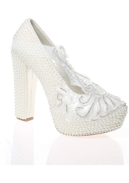Kadın Moda Şık Sedef Inci Taş Işlemeli Gelin Ayakkabı Topuklu Düğün Nişan Gece Abiye Ayakkabısı fiyatları