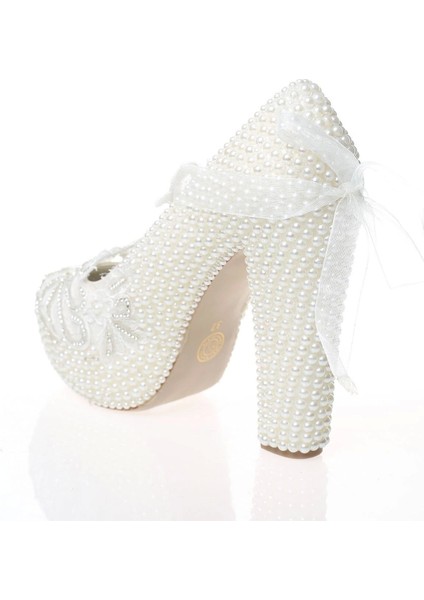 Kadın Moda Şık Sedef Inci Taş Işlemeli Gelin Ayakkabı Topuklu Düğün Nişan Gece Abiye Ayakkabısı modelleri