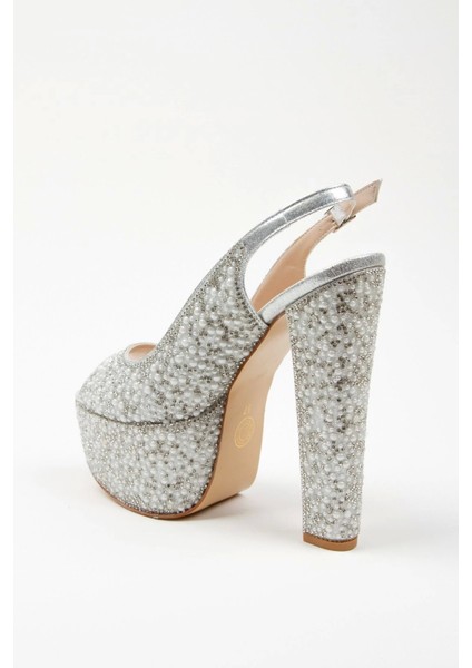 Gold Sultan Full İnci Topuklu Kadın Abiye Ayakkabı Kadın Topuklu Şık Gece Ayakkabısı fırsatları