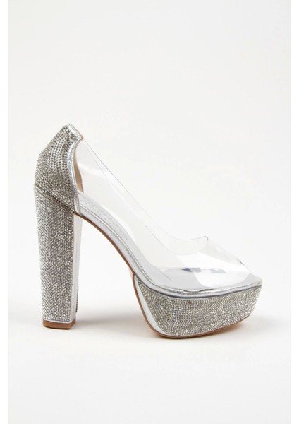 Kadın Moda Şık Rose Şeffaf Platformlu Ökçe Poli Taş Düğün Nişan Gece Abiye Ayakkabısı fiyatları