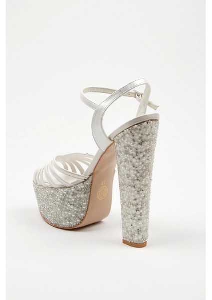 Sedef Cilt Çapraz Ökçe Poli İnci Topuklu Kadın Abiye Ayakkabı Kadın Topuklu Şık Gece Ayakkabısı fırsatları