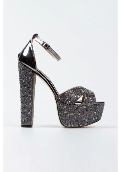 Platin Ayna İnci Taşlı Çapraz Model Klasik Topuklu Platformlu Kadın Abiye Ayakkabı Kadın Topuklu Şık modelleri