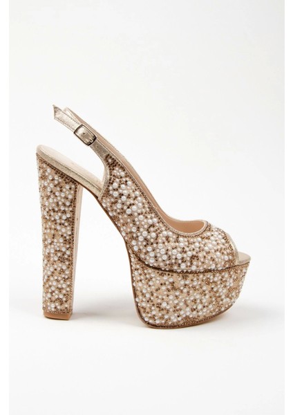 Gold Sultan Full İnci Topuklu Kadın Abiye Ayakkabı Kadın Topuklu Şık Gece Ayakkabısı modelleri