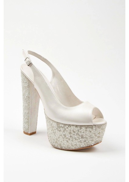 Sedef Cilt Ökçe Poli İnci Topuklu Kadın Abiye Ayakkabı Kadın Topuklu Şık Gece Ayakkabısı