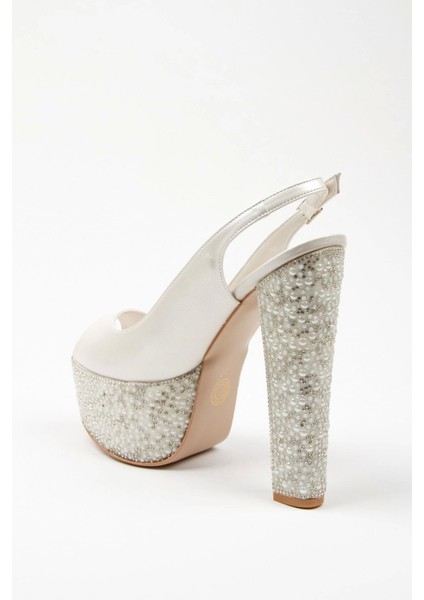 Sedef Cilt Ökçe Poli İnci Topuklu Kadın Abiye Ayakkabı Kadın Topuklu Şık Gece Ayakkabısı fırsatları