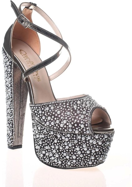 Kadın Gold Ayna Full İnci Taş Kadın Abiye Ayakkabı Kadın Topuklu Şık Gece Ayakkabısı